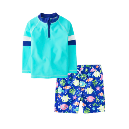 Set de Playa Peces Neon con Camisa Turquesa