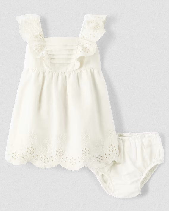 Vestido Blanco Bordado para Bebé